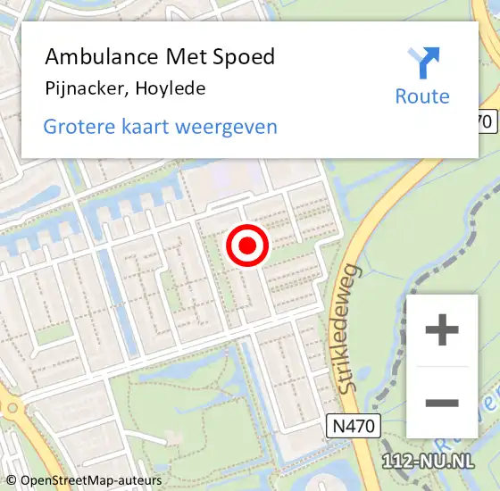 Locatie op kaart van de 112 melding: Ambulance Met Spoed Naar Pijnacker, Hoylede op 25 augustus 2017 22:31