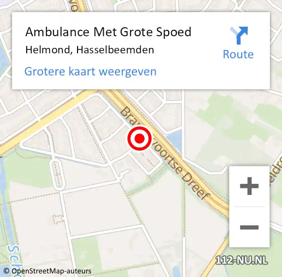 Locatie op kaart van de 112 melding: Ambulance Met Grote Spoed Naar Helmond, Hasselbeemden op 25 augustus 2017 22:54