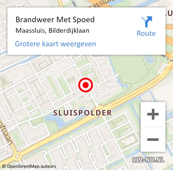 Locatie op kaart van de 112 melding: Brandweer Met Spoed Naar Maassluis, Bilderdijklaan op 26 augustus 2017 01:14