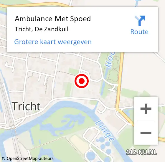 Locatie op kaart van de 112 melding: Ambulance Met Spoed Naar Tricht, De Zandkuil op 26 augustus 2017 01:14