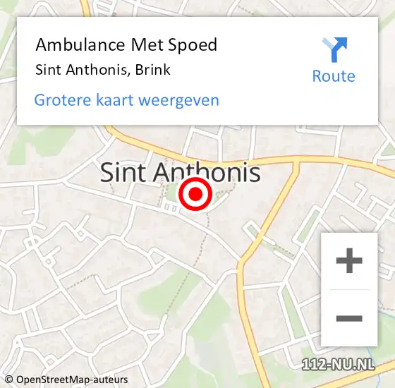 Locatie op kaart van de 112 melding: Ambulance Met Spoed Naar Sint Anthonis, Brink op 26 augustus 2017 01:15