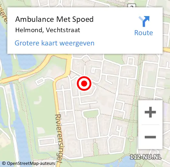 Locatie op kaart van de 112 melding: Ambulance Met Spoed Naar Helmond, Vechtstraat op 26 augustus 2017 01:25