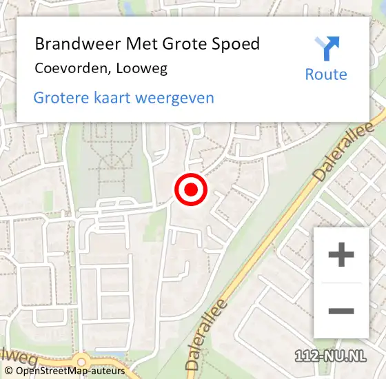 Locatie op kaart van de 112 melding: Brandweer Met Grote Spoed Naar Coevorden, Looweg op 26 augustus 2017 05:30