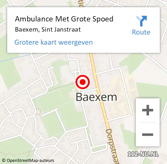 Locatie op kaart van de 112 melding: Ambulance Met Grote Spoed Naar Baexem, Sint Janstraat op 26 augustus 2017 06:05