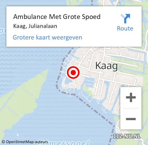 Locatie op kaart van de 112 melding: Ambulance Met Grote Spoed Naar Kaag, Julianalaan op 26 augustus 2017 07:10