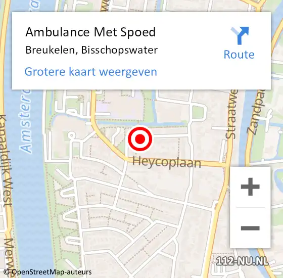 Locatie op kaart van de 112 melding: Ambulance Met Spoed Naar Breukelen, Bisschopswater op 26 augustus 2017 08:05