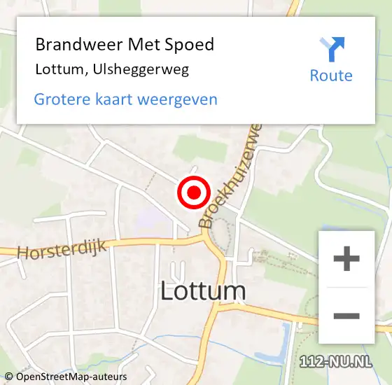 Locatie op kaart van de 112 melding: Brandweer Met Spoed Naar Lottum, Ulsheggerweg op 26 augustus 2017 08:12