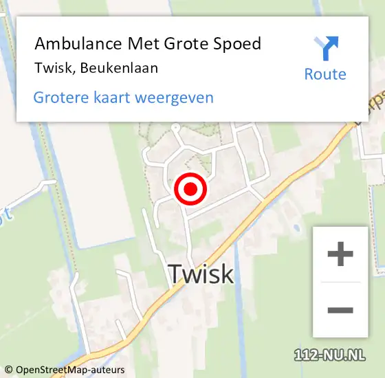 Locatie op kaart van de 112 melding: Ambulance Met Grote Spoed Naar Twisk, Beukenlaan op 26 augustus 2017 08:15