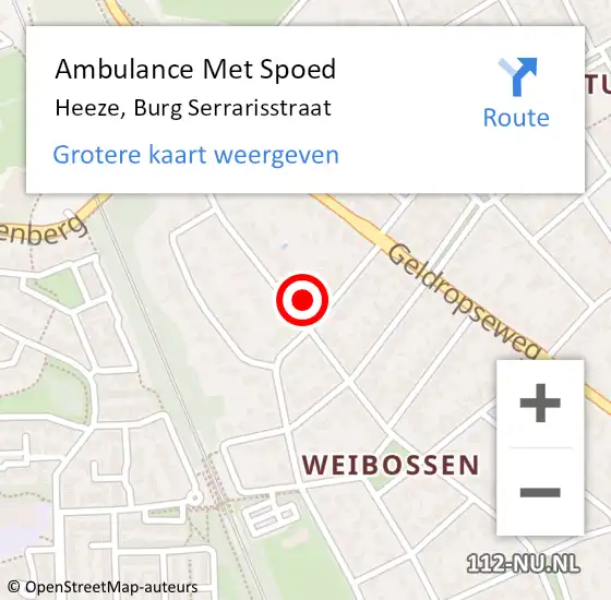 Locatie op kaart van de 112 melding: Ambulance Met Spoed Naar Heeze, Burg Serrarisstraat op 26 augustus 2017 08:20