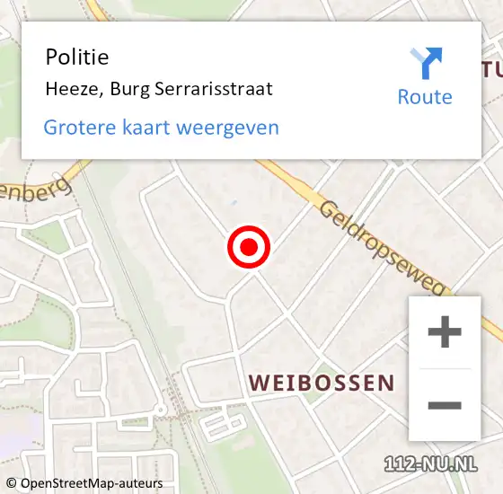 Locatie op kaart van de 112 melding: Politie Heeze, Burg Serrarisstraat op 26 augustus 2017 08:22