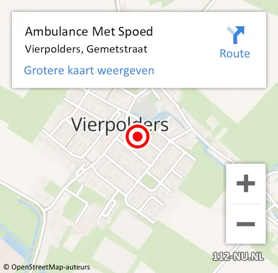 Locatie op kaart van de 112 melding: Ambulance Met Spoed Naar Vierpolders, Gemetstraat op 26 augustus 2017 08:38
