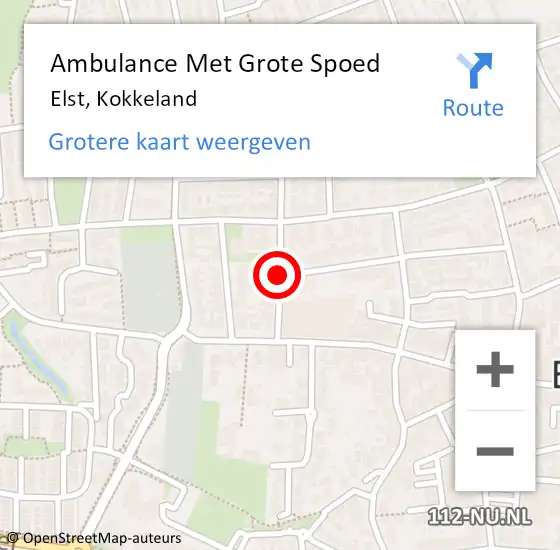 Locatie op kaart van de 112 melding: Ambulance Met Grote Spoed Naar Elst, Kokkeland op 26 augustus 2017 09:11