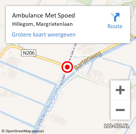 Locatie op kaart van de 112 melding: Ambulance Met Spoed Naar Hillegom, Margrietenlaan op 26 augustus 2017 10:09