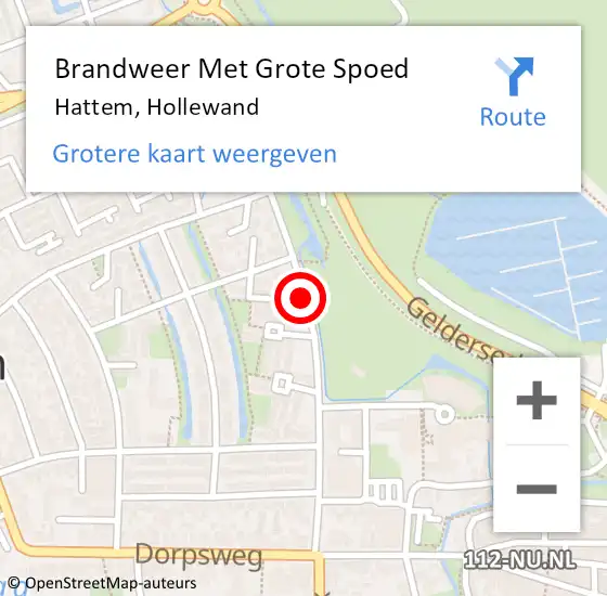 Locatie op kaart van de 112 melding: Brandweer Met Grote Spoed Naar Hattem, Hollewand op 26 augustus 2017 10:31