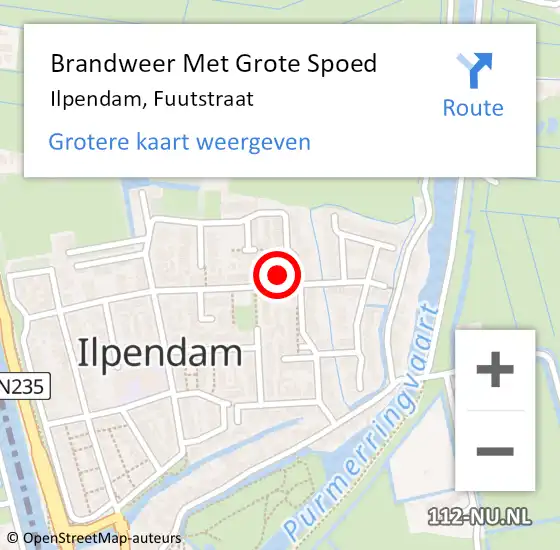 Locatie op kaart van de 112 melding: Brandweer Met Grote Spoed Naar Ilpendam, Fuutstraat op 26 augustus 2017 11:07