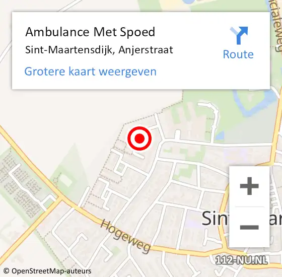 Locatie op kaart van de 112 melding: Ambulance Met Spoed Naar Sint-Maartensdijk, Anjerstraat op 26 augustus 2017 11:09