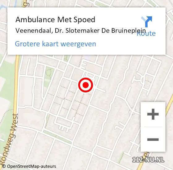 Locatie op kaart van de 112 melding: Ambulance Met Spoed Naar Veenendaal, Dr. Slotemaker De Bruineplein op 26 augustus 2017 11:34