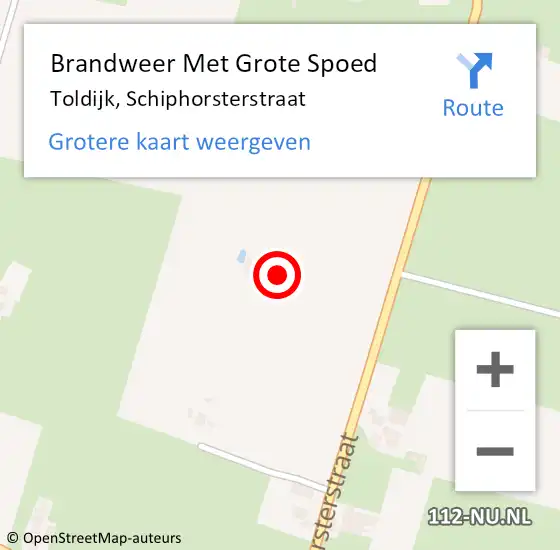 Locatie op kaart van de 112 melding: Brandweer Met Grote Spoed Naar Toldijk, Schiphorsterstraat op 26 augustus 2017 11:37