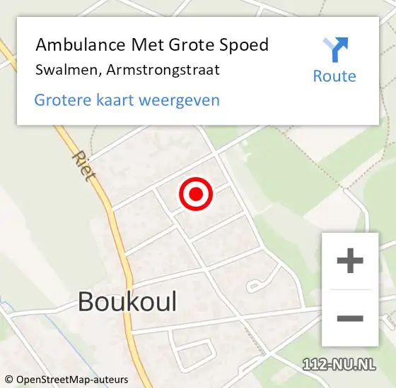 Locatie op kaart van de 112 melding: Ambulance Met Grote Spoed Naar Swalmen, Armstrongstraat op 26 augustus 2017 12:46