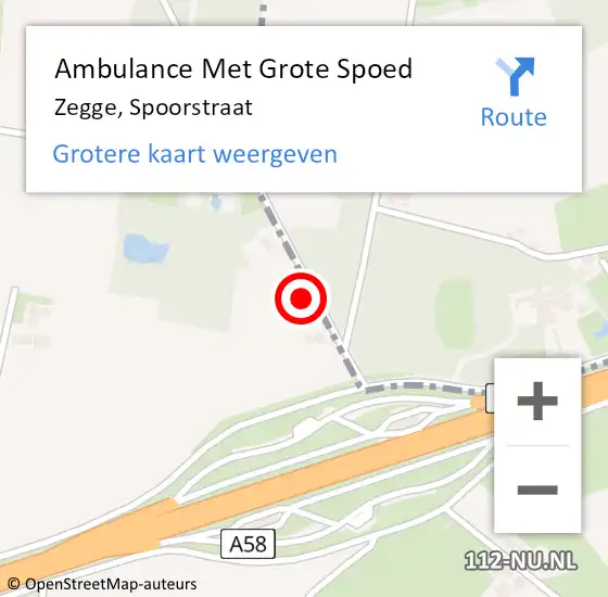 Locatie op kaart van de 112 melding: Ambulance Met Grote Spoed Naar Zegge, Spoorstraat op 26 augustus 2017 12:46