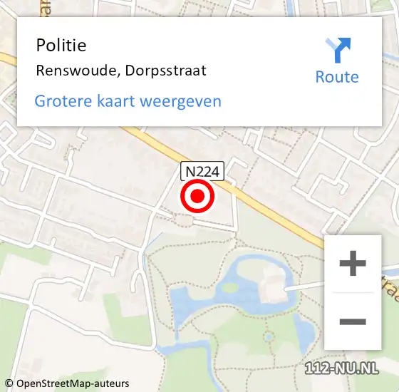 Locatie op kaart van de 112 melding: Politie Renswoude, Dorpsstraat op 26 augustus 2017 12:57