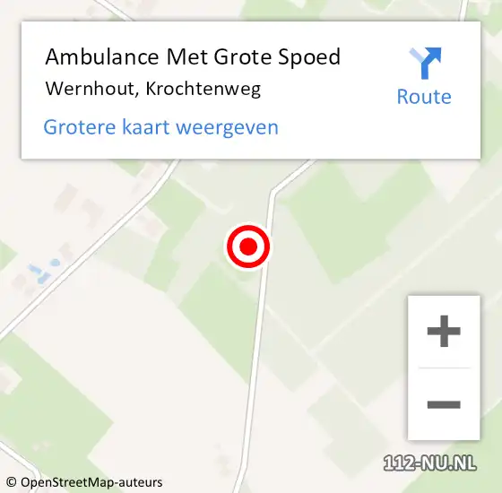 Locatie op kaart van de 112 melding: Ambulance Met Grote Spoed Naar Wernhout, Krochtenweg op 26 augustus 2017 13:46