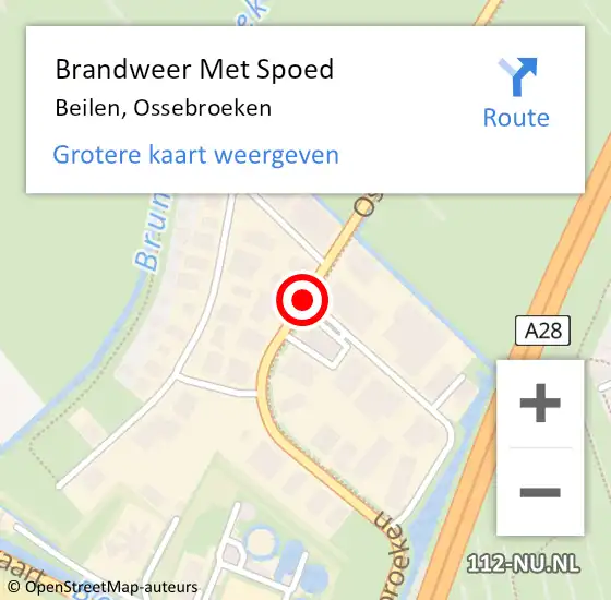 Locatie op kaart van de 112 melding: Brandweer Met Spoed Naar Beilen, Ossebroeken op 26 augustus 2017 14:15