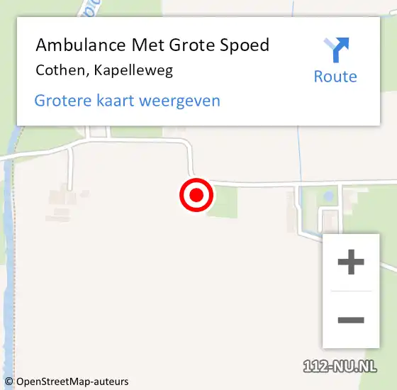 Locatie op kaart van de 112 melding: Ambulance Met Grote Spoed Naar Cothen, Kapelleweg op 26 augustus 2017 14:31