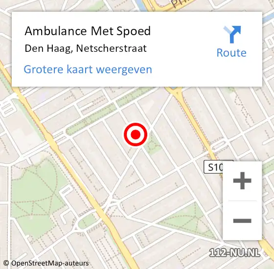 Locatie op kaart van de 112 melding: Ambulance Met Spoed Naar Den Haag, Netscherstraat op 26 augustus 2017 14:35