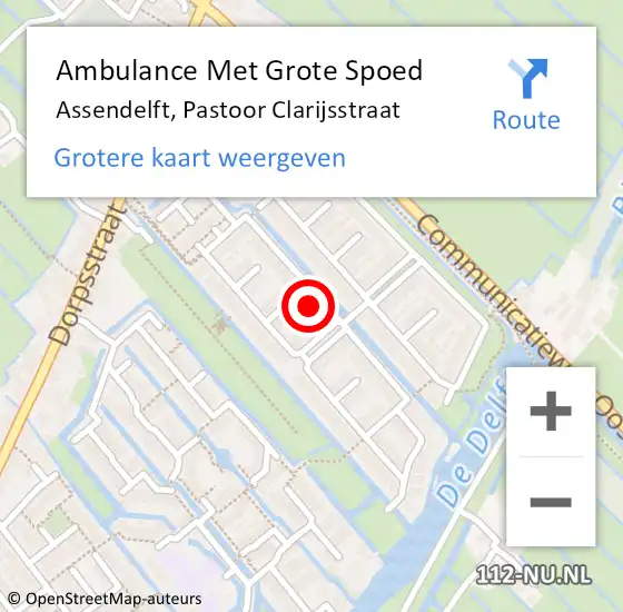 Locatie op kaart van de 112 melding: Ambulance Met Grote Spoed Naar Assendelft, Pastoor Clarijsstraat op 26 augustus 2017 14:44