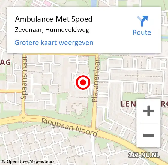 Locatie op kaart van de 112 melding: Ambulance Met Spoed Naar Zevenaar, Hunneveldweg op 26 augustus 2017 14:57