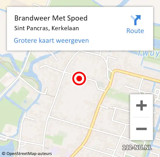 Locatie op kaart van de 112 melding: Brandweer Met Spoed Naar Sint Pancras, Kerkelaan op 26 augustus 2017 15:24