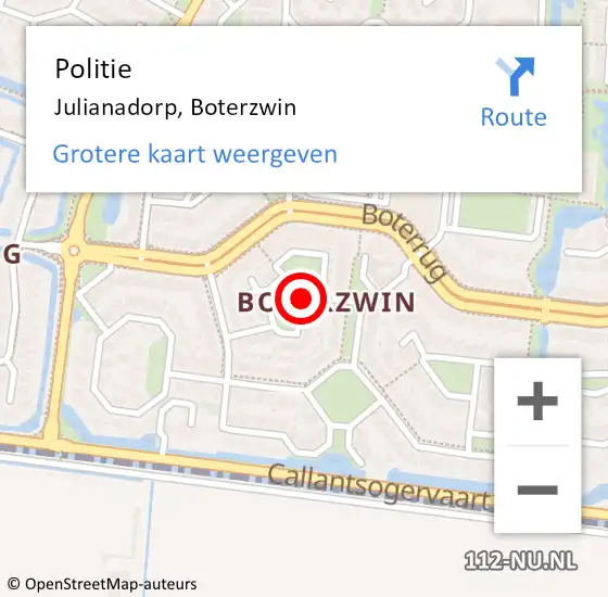 Locatie op kaart van de 112 melding: Politie Julianadorp, Boterzwin op 26 augustus 2017 15:38