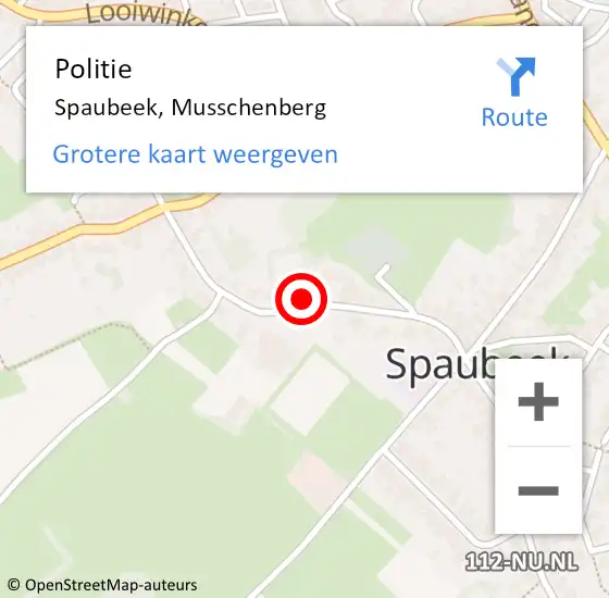 Locatie op kaart van de 112 melding: Politie Spaubeek, Musschenberg op 26 augustus 2017 16:21