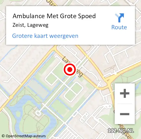 Locatie op kaart van de 112 melding: Ambulance Met Grote Spoed Naar Zeist, Lageweg op 26 augustus 2017 16:34