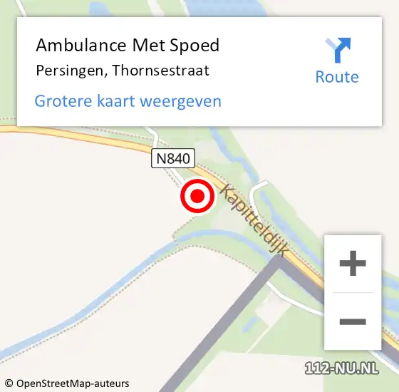 Locatie op kaart van de 112 melding: Ambulance Met Spoed Naar Persingen, Thornsestraat op 26 augustus 2017 17:08