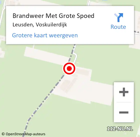 Locatie op kaart van de 112 melding: Brandweer Met Grote Spoed Naar Leusden, Voskuilerdijk op 26 augustus 2017 17:19