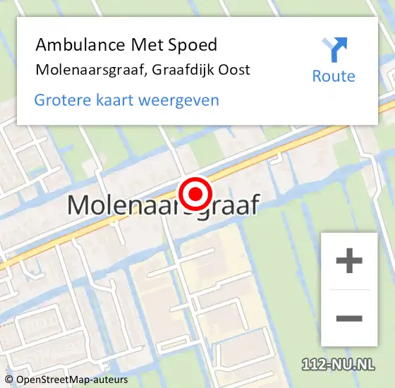 Locatie op kaart van de 112 melding: Ambulance Met Spoed Naar Molenaarsgraaf, Graafdijk Oost op 30 januari 2014 16:48