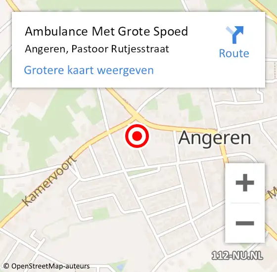 Locatie op kaart van de 112 melding: Ambulance Met Grote Spoed Naar Angeren, Pastoor Rutjesstraat op 26 augustus 2017 18:22