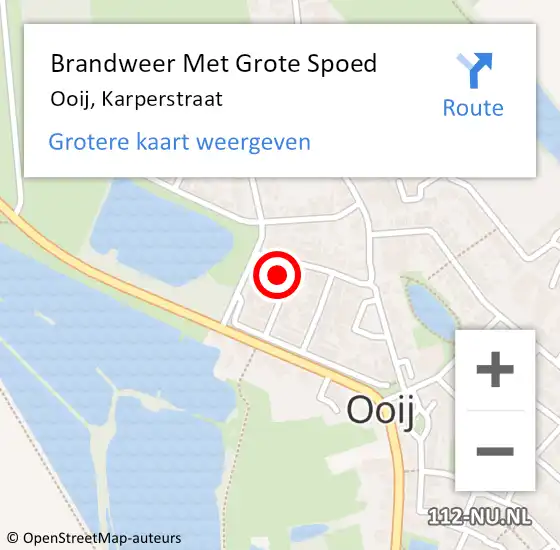 Locatie op kaart van de 112 melding: Brandweer Met Grote Spoed Naar Ooij, Karperstraat op 26 augustus 2017 18:31