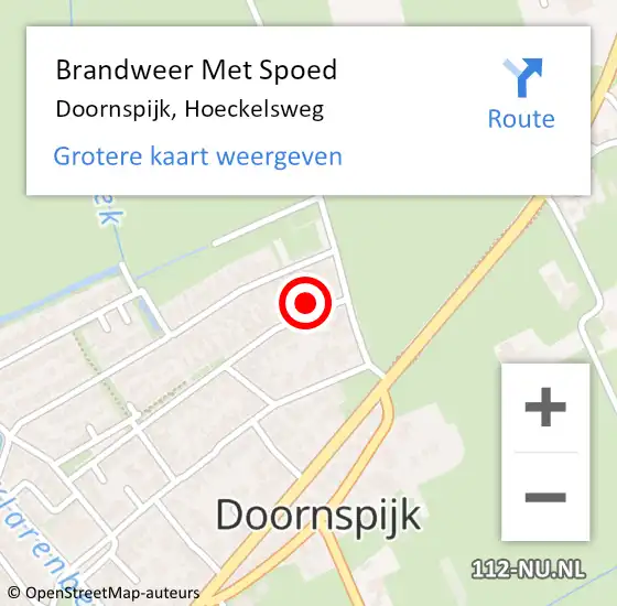 Locatie op kaart van de 112 melding: Brandweer Met Spoed Naar Doornspijk, Hoeckelsweg op 26 augustus 2017 18:47