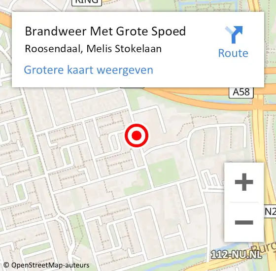 Locatie op kaart van de 112 melding: Brandweer Met Grote Spoed Naar Roosendaal, Melis Stokelaan op 26 augustus 2017 19:41