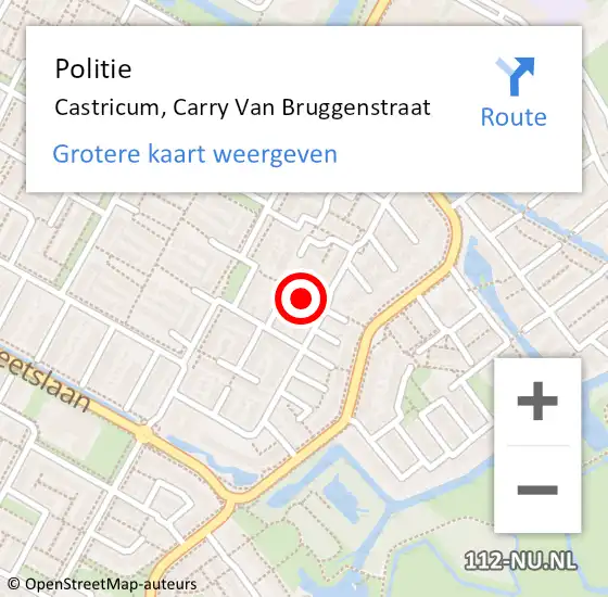 Locatie op kaart van de 112 melding: Politie Castricum, Carry Van Bruggenstraat op 26 augustus 2017 19:57