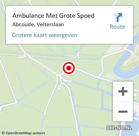 Locatie op kaart van de 112 melding: Ambulance Met Grote Spoed Naar Abcoude, Velterslaan op 26 augustus 2017 19:58