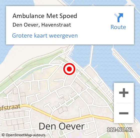 Locatie op kaart van de 112 melding: Ambulance Met Spoed Naar Den Oever, Havenstraat op 26 augustus 2017 20:35