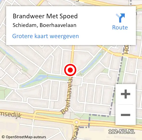 Locatie op kaart van de 112 melding: Brandweer Met Spoed Naar Schiedam, Boerhaavelaan op 26 augustus 2017 21:01