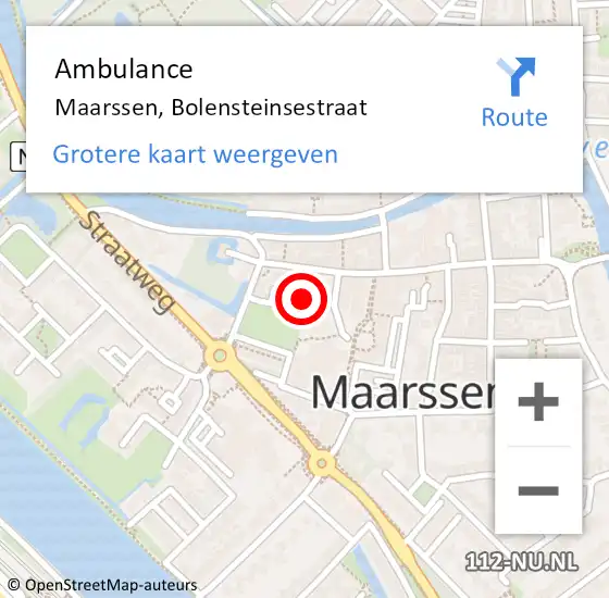 Locatie op kaart van de 112 melding: Ambulance Maarssen, Bolensteinsestraat op 26 augustus 2017 21:16