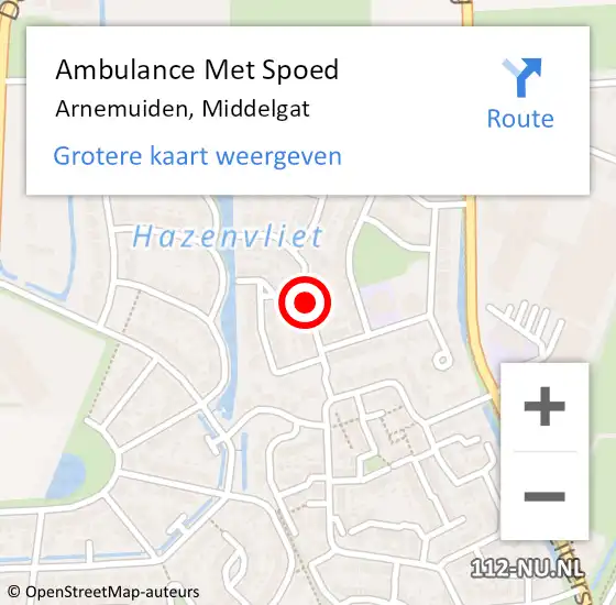 Locatie op kaart van de 112 melding: Ambulance Met Spoed Naar Arnemuiden, Middelgat op 26 augustus 2017 23:33