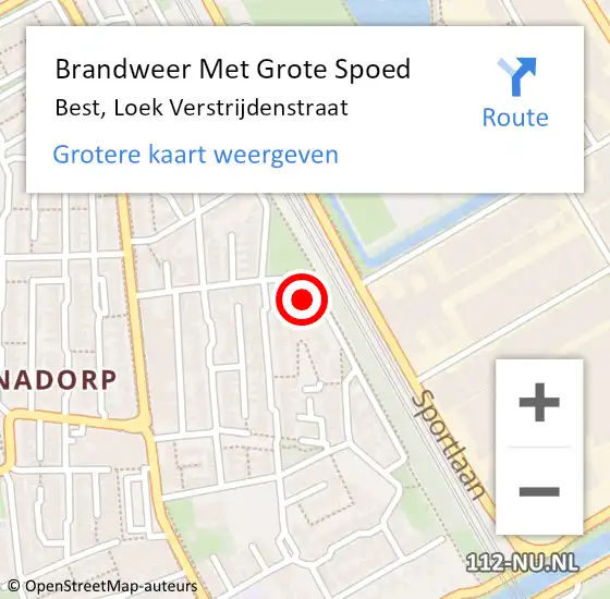 Locatie op kaart van de 112 melding: Brandweer Met Grote Spoed Naar Best, Loek Verstrijdenstraat op 27 augustus 2017 00:48