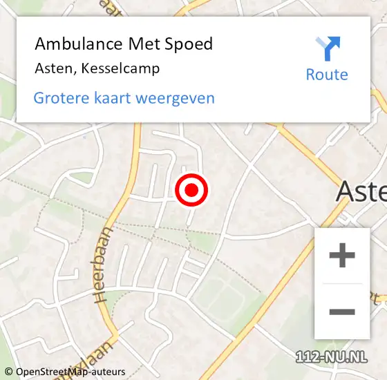 Locatie op kaart van de 112 melding: Ambulance Met Spoed Naar Asten, Kesselcamp op 27 augustus 2017 01:10